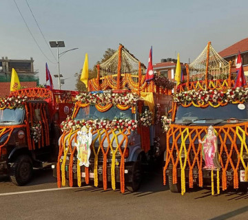 राम-सीताको मूर्ति देवघाटबाट माडी लगिँदै, आज १२ बजे मन्दिरमा राखिने